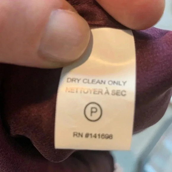 One shoulder, silk burgundy blouse - Picture 6 of 7